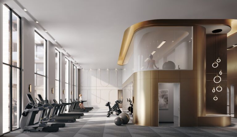 Double-height fitness centre on podium level 4 at Forêt (artist’s concept)