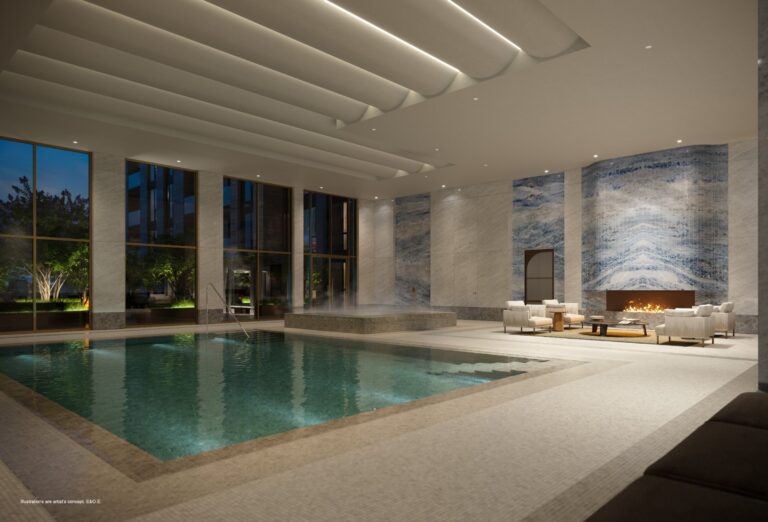 Indoor pool in the aquatic centre on podium level 2 at Forêt (artist’s concept)
