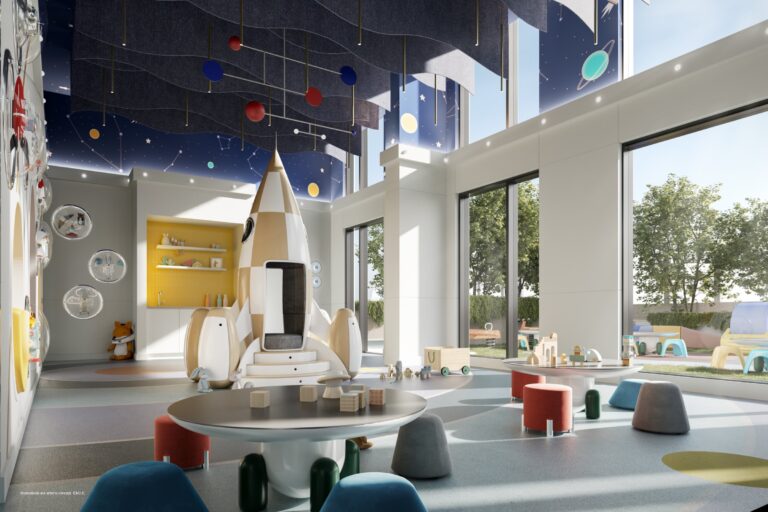 Indoor kids’ club on podium level 6 at Forêt (artist’s concept)