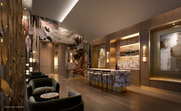 Wine lounge on podium level 9 at Forêt (artist’s concept)