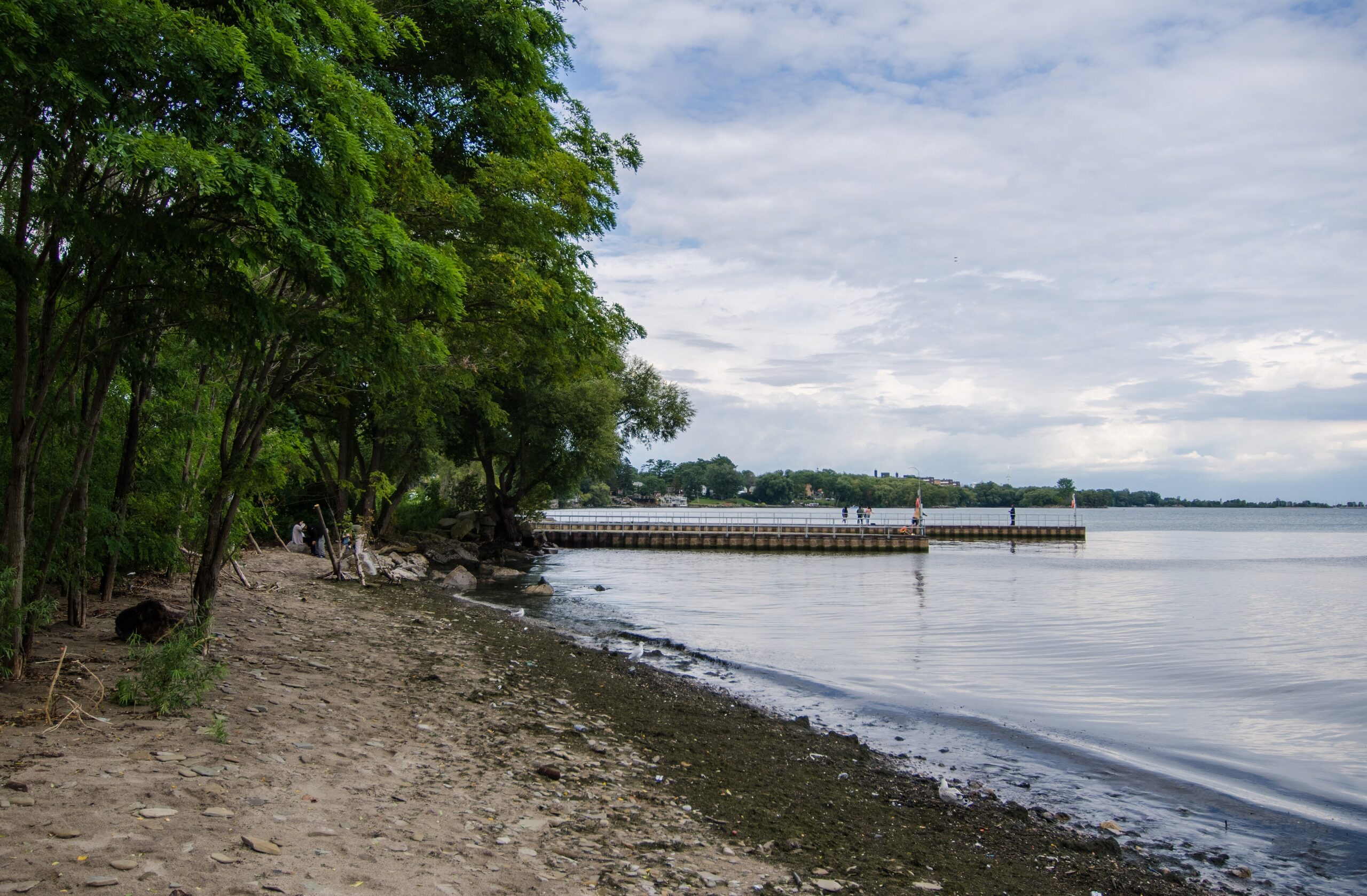The Lake Ontario shoreline at Marie Curtis Park, next to Lakeview Village